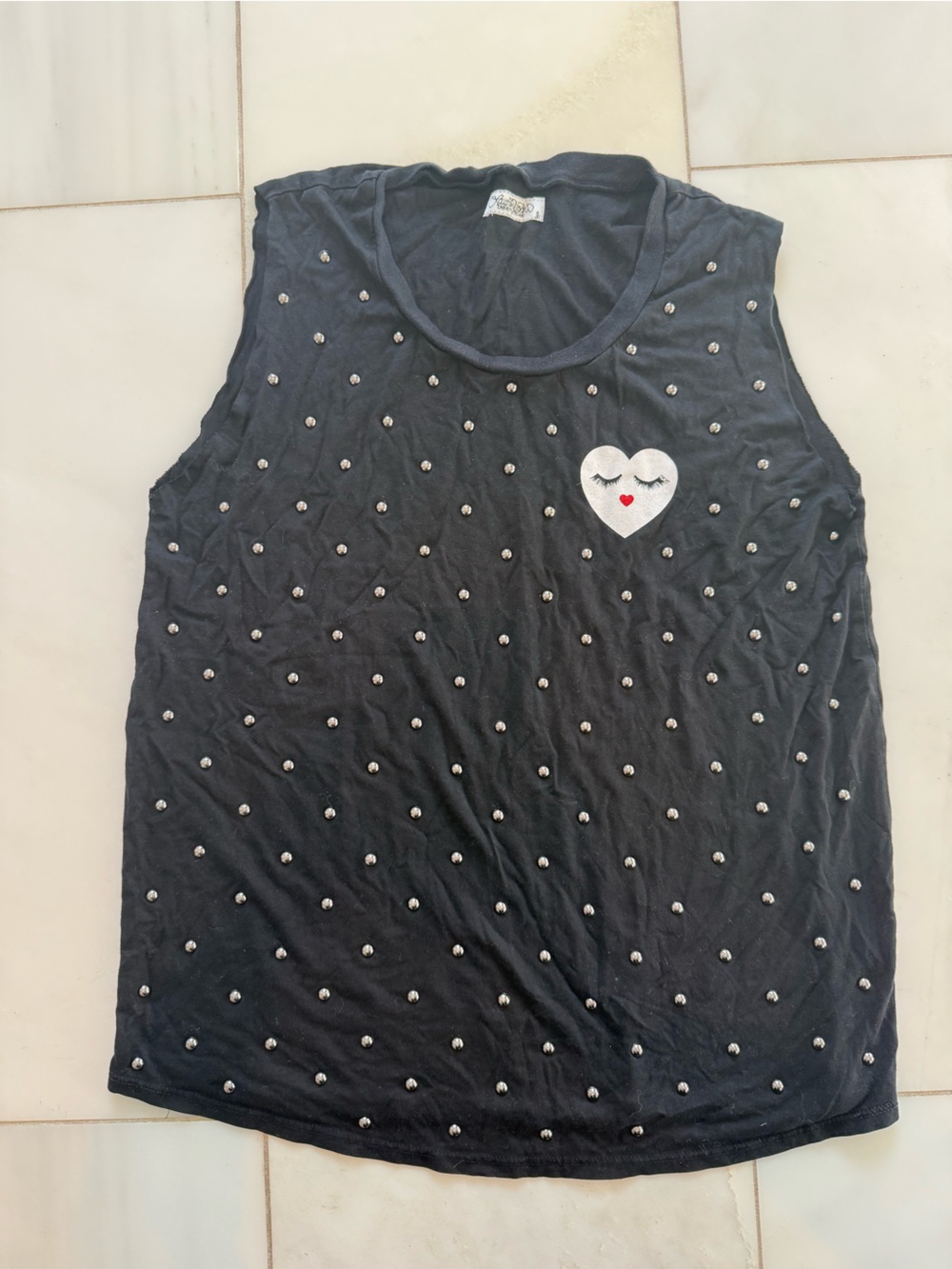 Lauren Moshi black studded tank top
